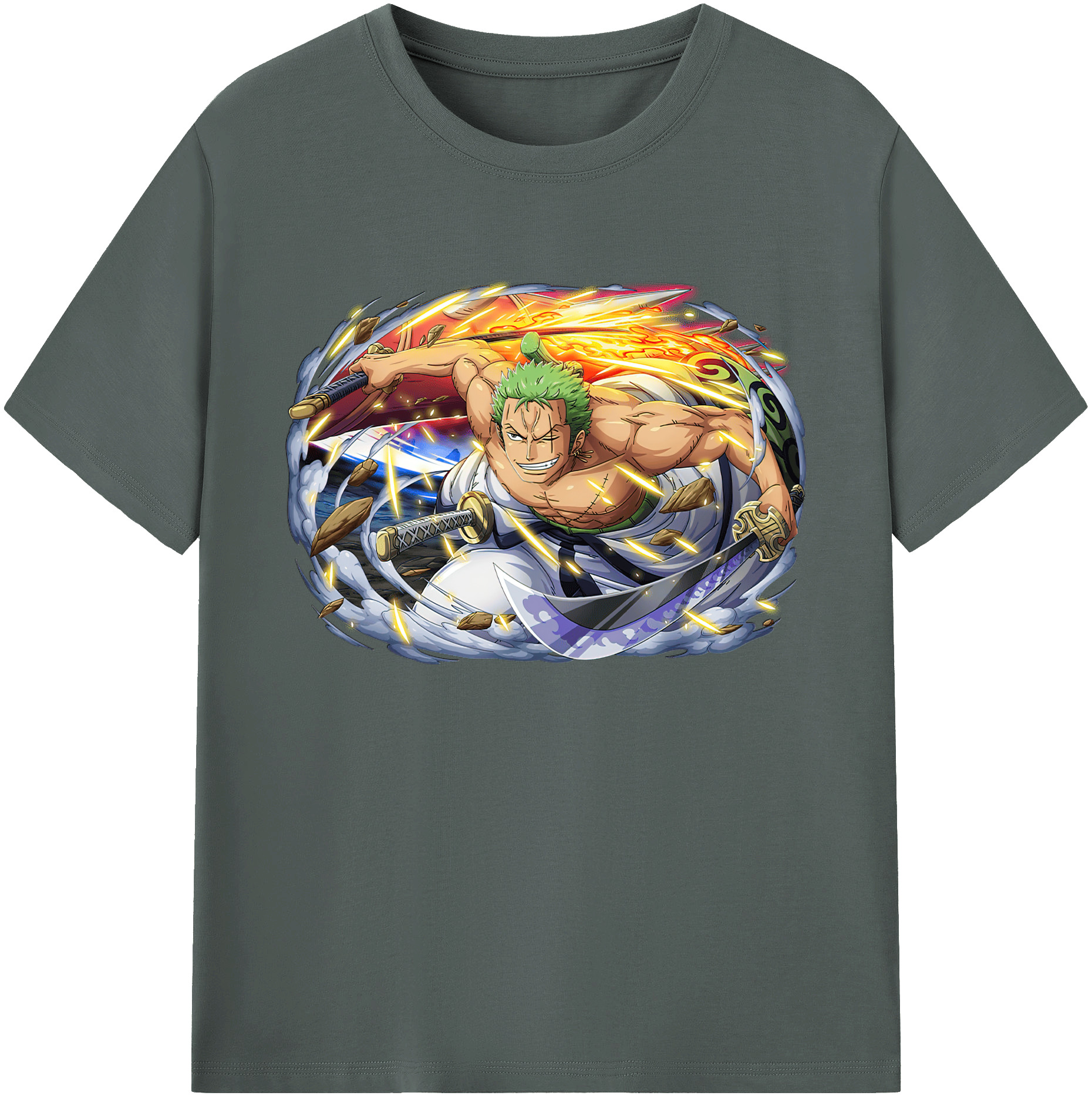 ワンピース ロロノア・ゾロ ONE PIECE Roronoa Zoro 綿100％ メンズ半袖Tシャツ｜肌触りやわらか＆通気性